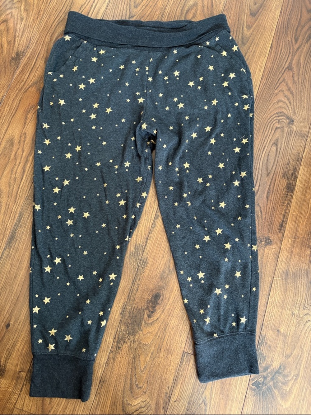Aerie Black Joggers with Gold Star Print